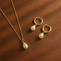 Pearl Drop Earrings & Necklace Set