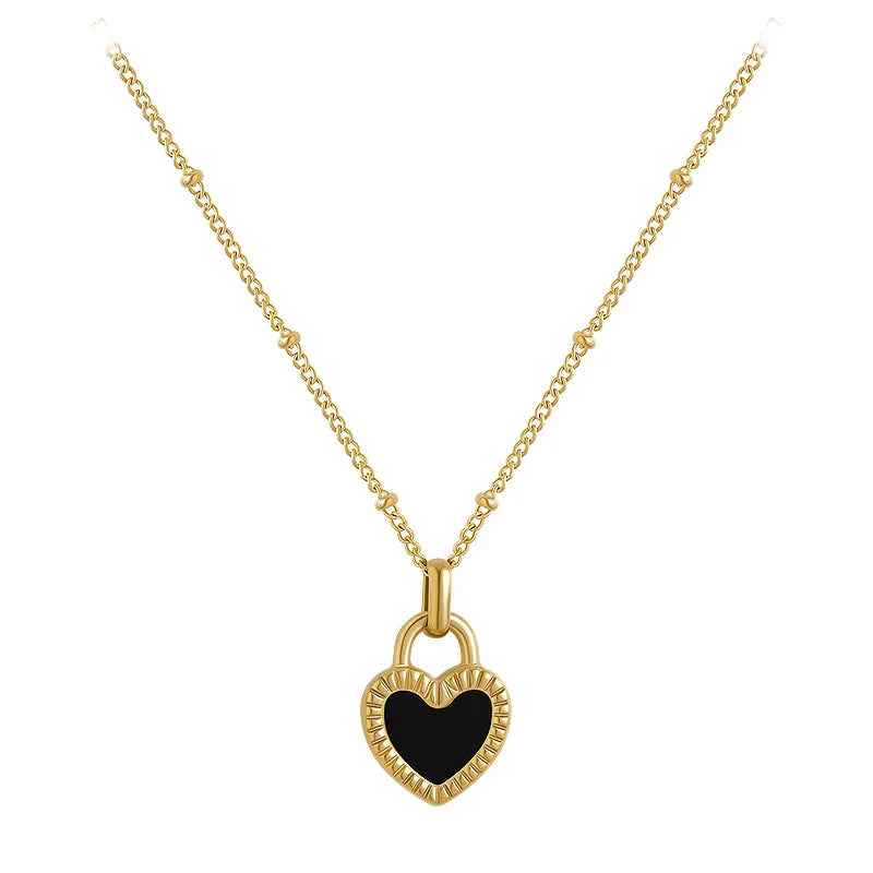 Black Heart Necklace Gold