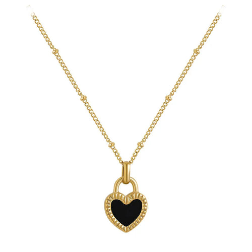 Black Heart Necklace Gold